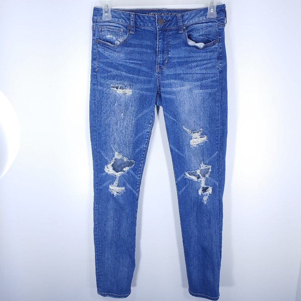 American Eagle Outfitters Super Stretch X Destroyed Skinny Jeans Size 10 Regular
